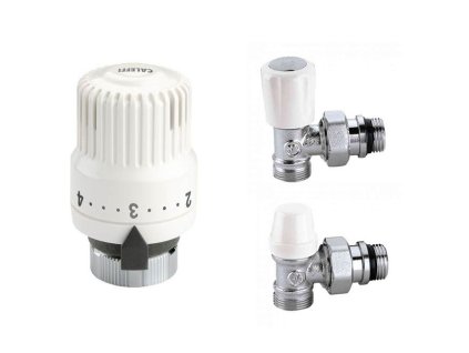 SET: termostatická hlavica 204000, rohový ventil 338452, spojka 342452
