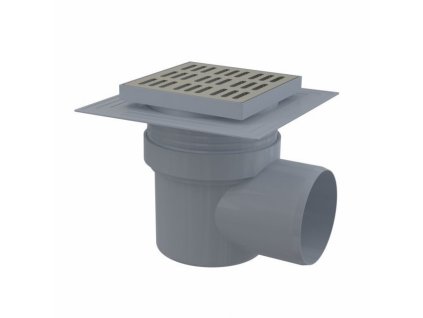 Podlahová vpusť bočná DN110, mriežka nerez 150mm, vodná uzávera