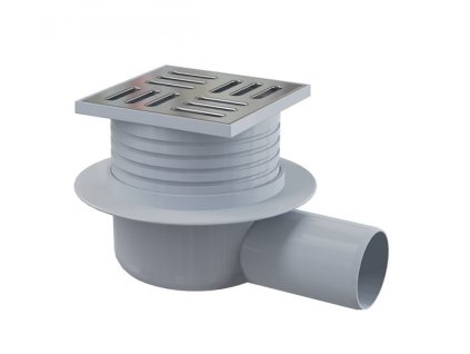 Podlahová vpusť bočná DN50, mriežka nerez 105mm, vodná uzávera