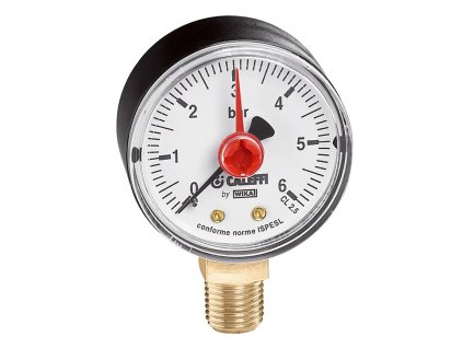 Manometer, stredová zadná prípojka Caleffi, teplota 20–90°C