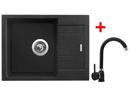 Granitový drez Sinks RAPID 580 Granblack + batéria Polo GR