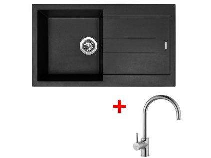 Granitový drez Sinks AMANDA 860 Pureblack + drezová batéria VITALIA