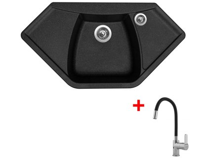 Granitový drez Sinks NAIKY 980 Granblack + drezová batéria FLEXIA