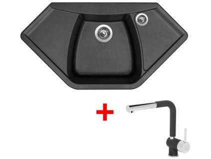 Granitový drez Sinks NAIKY 980 Metalblack + drezová batéria MIX 3 P GR