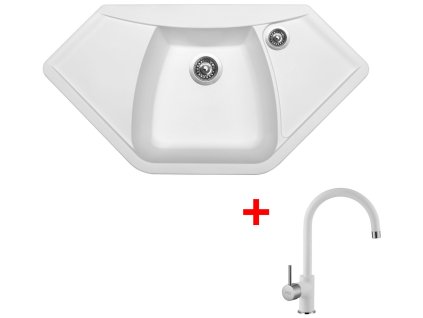 Granitový drez Sinks NAIKY 980 Milk + drezová batéria VITALIA GR