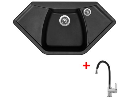 Granitový drez Sinks NAIKY 980 Pureblack + drezová batéria FLEXIA