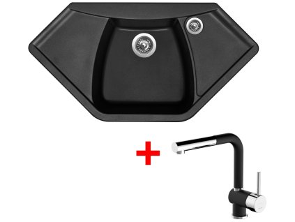 Granitový drez Sinks NAIKY 980 Pureblack + drezová batéria MIX 3 P GR