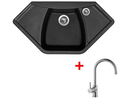 Granitový drez Sinks NAIKY 980 Pureblack + drezová batéria VITALIA