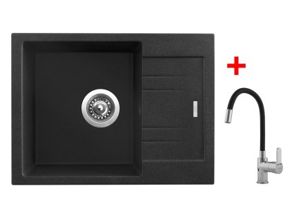 Granitový drez Sinks RAPID 580 Granblack + drezová batéria FLEXIA foto