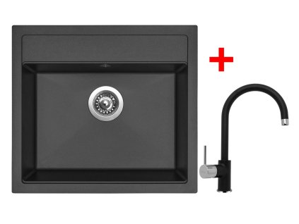 Granitový drez Sinks SOLO 560 Pureblack + drezová batéria VITALIA GR
