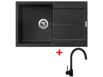 Granitový drez Sinks ULTIMA 790 Granblack + drezová batéria VITALIA čierna