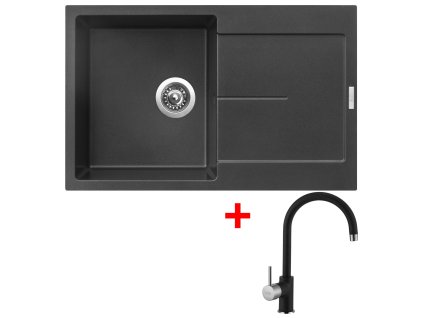 Granitový drez Sinks ULTIMA 790 Metalblack + drezová batéria VITALIA GR