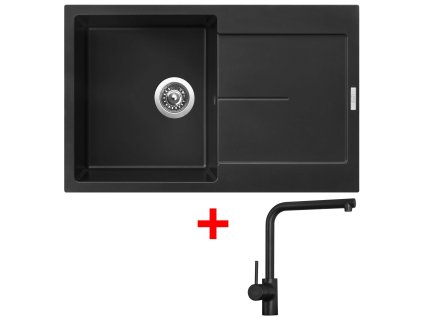 Granitový drez Sinks ULTIMA 790 Pureblack + drezová batéria ELKA čierna