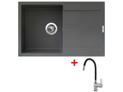 Granitový drez Sinks ULTIMA 790 Titanium + drezová batéria FLEXIA