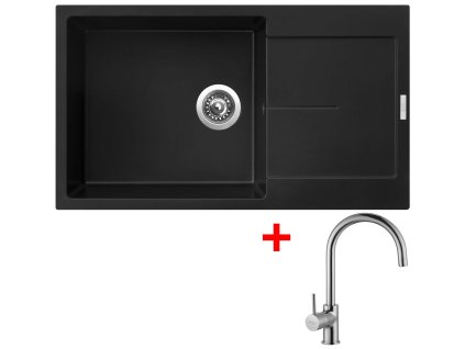 Granitový drez Sinks ULTIMA 860 XXL Pureblack + batéria Vitalia