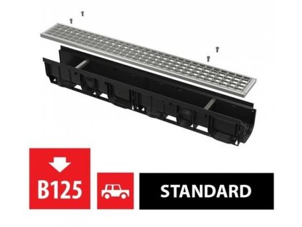 Vonkajší žľab STANDARD s plastovým rámom a pozinkovaným roštom B125