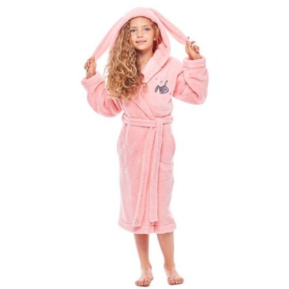Dívčí župan s ušima Bunny růžový (Velikost 158/164)