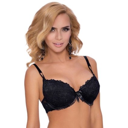 Krajková push-up podprsenka Carmen černá (Velikost 85D)