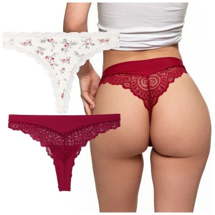 2 pack tang BCL1900-011 vínové a bílé se vzorem