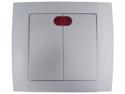 SR-2502 2 TLAČÍTKOVÝ DVOJMĚRNÝ SPINAČ S LED SVĚTLE ŠEDÝ