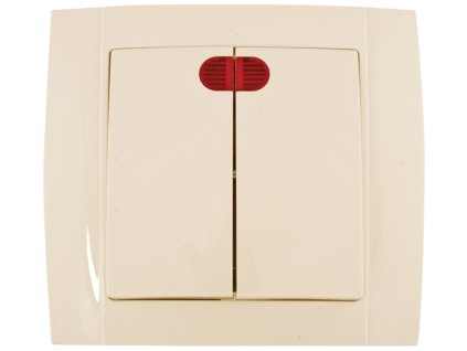 SR-2502 2 TLAČÍTKOVÝ DVOJMĚRNÝ SPINAČ S LED KRÉMOVÝ