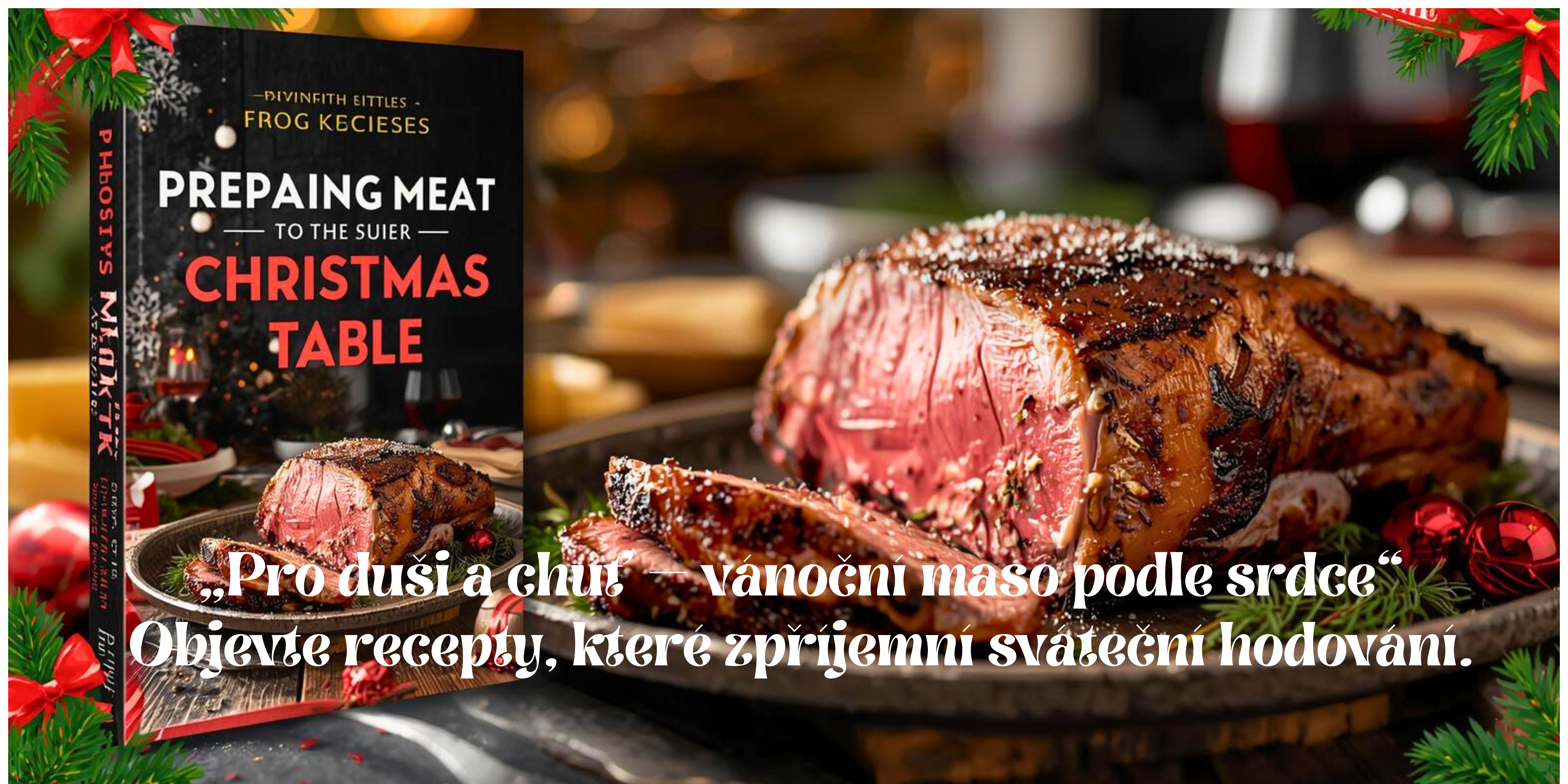 Propagace knihy vánoční maso laděná v teplém vánočním tónu