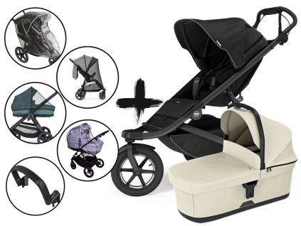 Kočárek Thule Urban Glide 3 s korbou Beige a UNI příslušenstvím, Black