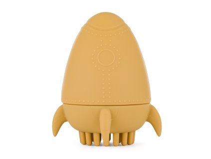 PETITE&MARS Hračka silikonová do vody s kartáčkem Splashy Rocket Intense Ochre 6m+