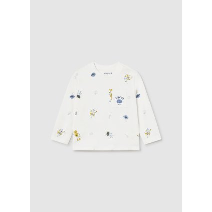 MAYORAL chlapčenské bavlnené tričko s potlačou - Cream (Veľkosť 86)