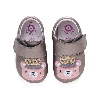 D.D.Step dievčenské kožené capačky - Sivá (Veľkosť M)