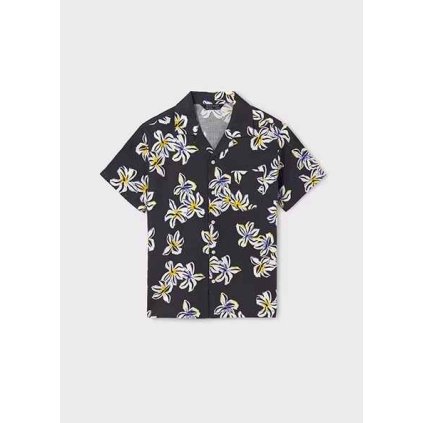 MAYORAL chlapčenská košeľa s krátkym rukávom - Čierna (Veľkosť 140)