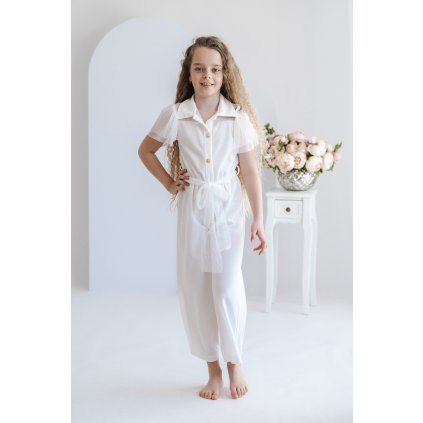 Elegantný overal  dievčensky - Biela (Veľkosť 104/110)