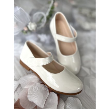 Biele dievčenské balerínky k 1sv.príjímaniu - Biela (Veľkosť 35)