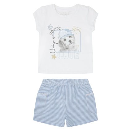2 dielny dievčenský letný set pes - Bielomodrá (Veľkosť 80)