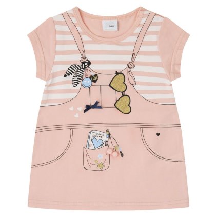 Bavlnené dievčenské šaty tunika - Ružová (Veľkosť 92)