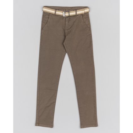 Chlapčenské športovo-elegantné nohavice s opaskom - Hnedá (Veľkosť 152)