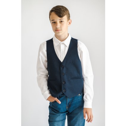 Elegantná chlapčenská vesta - Modrá (Veľkosť 116)