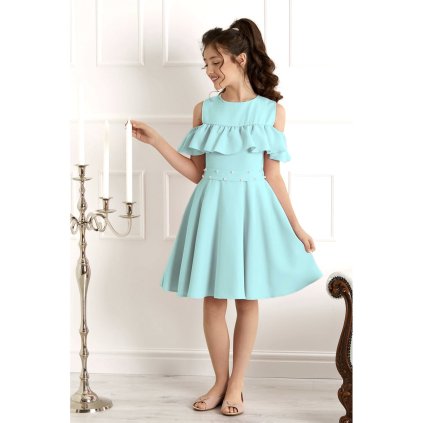 Elegantné dievčenské šaty - Tyrkysová (Veľkosť 92)
