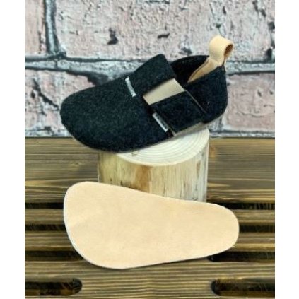 PEGRES vlnené barefoot papuče - Čierna (Veľkosť 20)