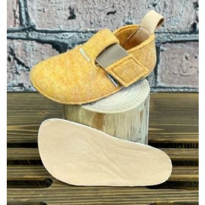 PEGRES vlnené barefoot papuče - Žltá (Veľkosť 32)