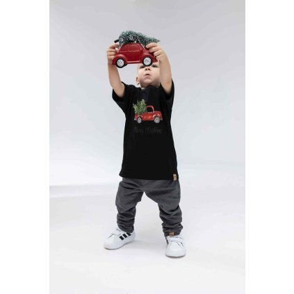 Chlapčenské tričko s vianočným motívom (Veľkosť 140/146, Farba Čierna)