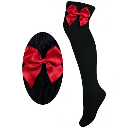 Dievčenské jednofarebné nadkolienky s farebnou mašľou (Veľkosť 28-31, Farba Čierna)