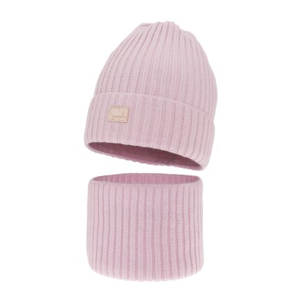 Dievčenská zimná čiapka s nákrčníkom (Veľkosť 2-5 rokov, Farba Fialová)