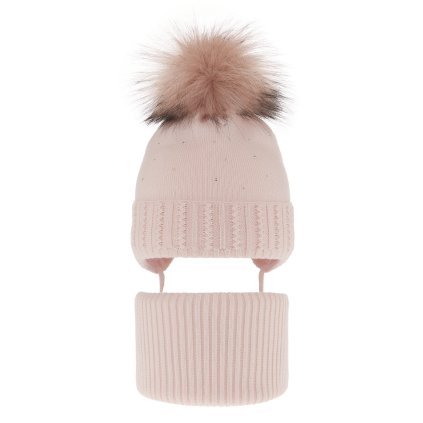 Dievčenská zimná čiapka s nákrčníkom (Veľkosť 1-3 roky)