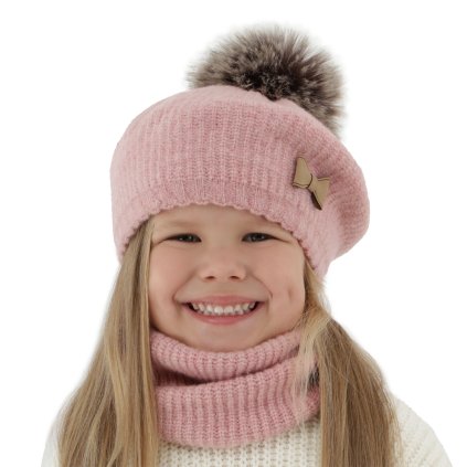 Dievčenská zimná čiapka s nákrčníkom (Veľkosť 2-5 rokov)