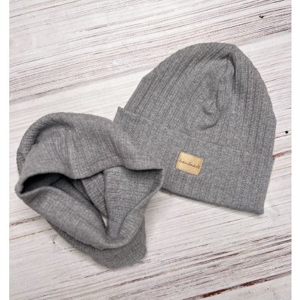 Prechodná detská čiapka a nákrčník - Sivá (Veľkosť 6-12 rokov)