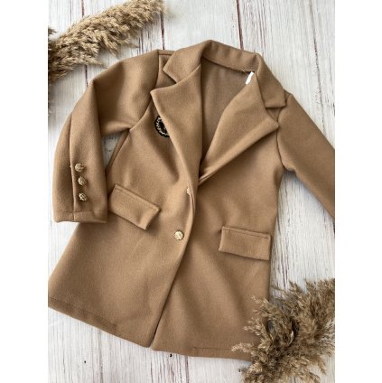 Dievčenský flaušový kabát - Béžová (Veľkosť 128/134)