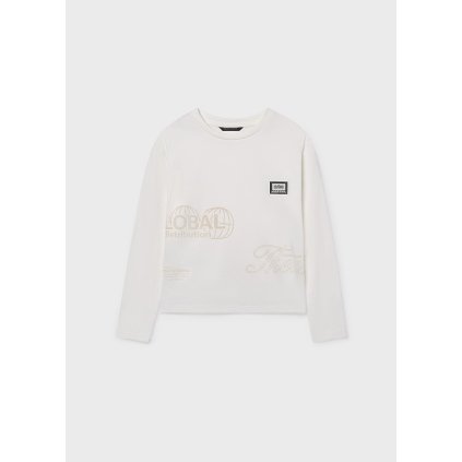 MAYORAL chlapčenské tričko s potlačou - Cream (Veľkosť 158)