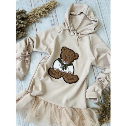 Dievčenské šaty tunika - Béžová (Veľkosť 152/158)