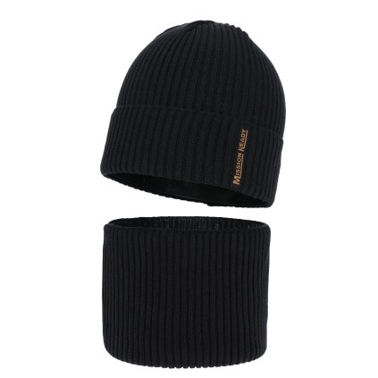 Chlapčenská prechodná čiapka + tunelový šál - Čierna (Veľkosť 4-10 rokov)